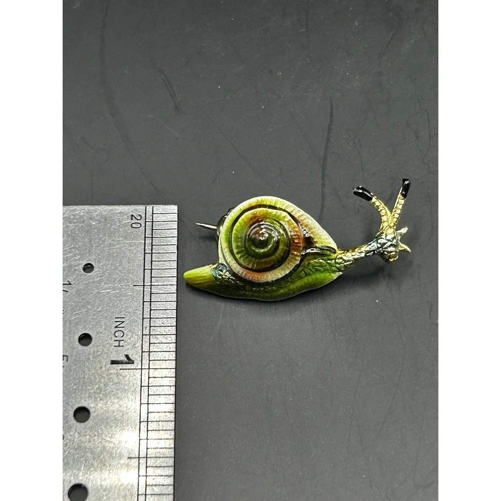 VINTAGE COSTUME JEWERLY 1960S SNAIL BLUE GREEN BROOCH-KOREA